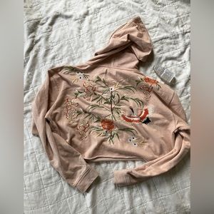 embroidered cropped urban outfitters hoodie